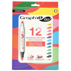 GRAPH'IT GO ESSENTIAL Set of 12 Acrylic Markers