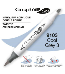 GRAPH'IT GO ESSENTIAL Acrylic Marker Cool Grey-3 9103