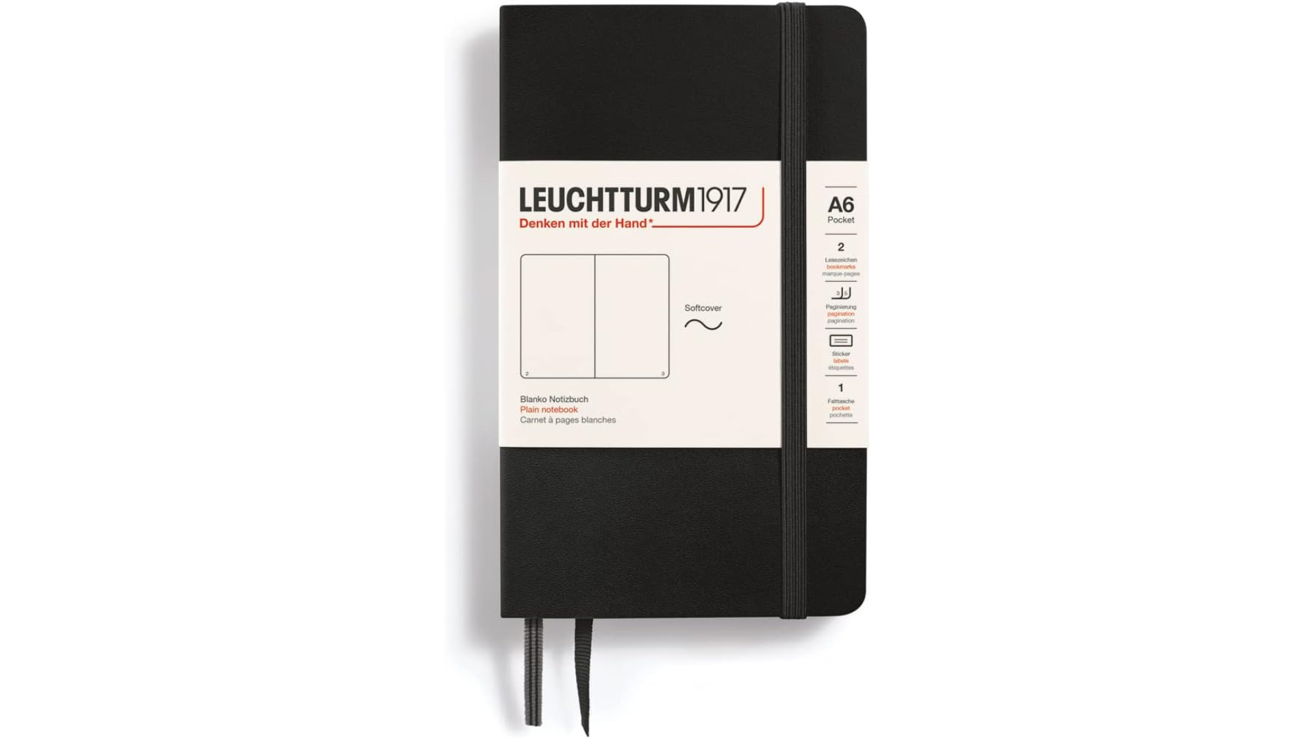 Leuchtturm1917 Notebook Pocket A6 80 g, Black, plain (soft cover)