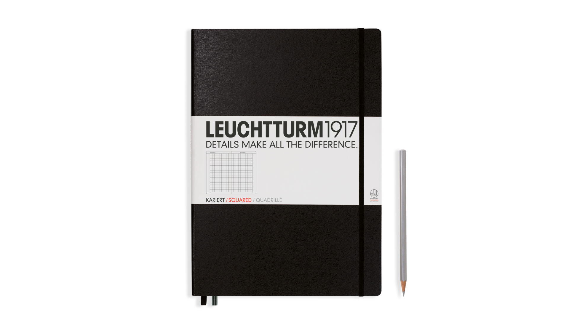 Leuchtturm1917 Notatnik Master Classic A4+ 100 g, Czarny, kratka