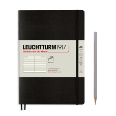 Leuchtturm1917 Notatnik Medium A5 80 g, Czarny, linia (miękka okładka)