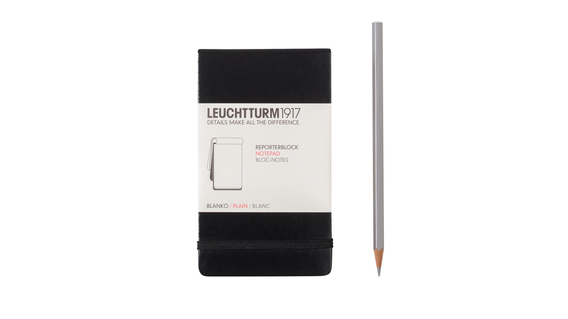 Leuchtturm1917 Reporter's Notepad A6 80 g, Black, plain