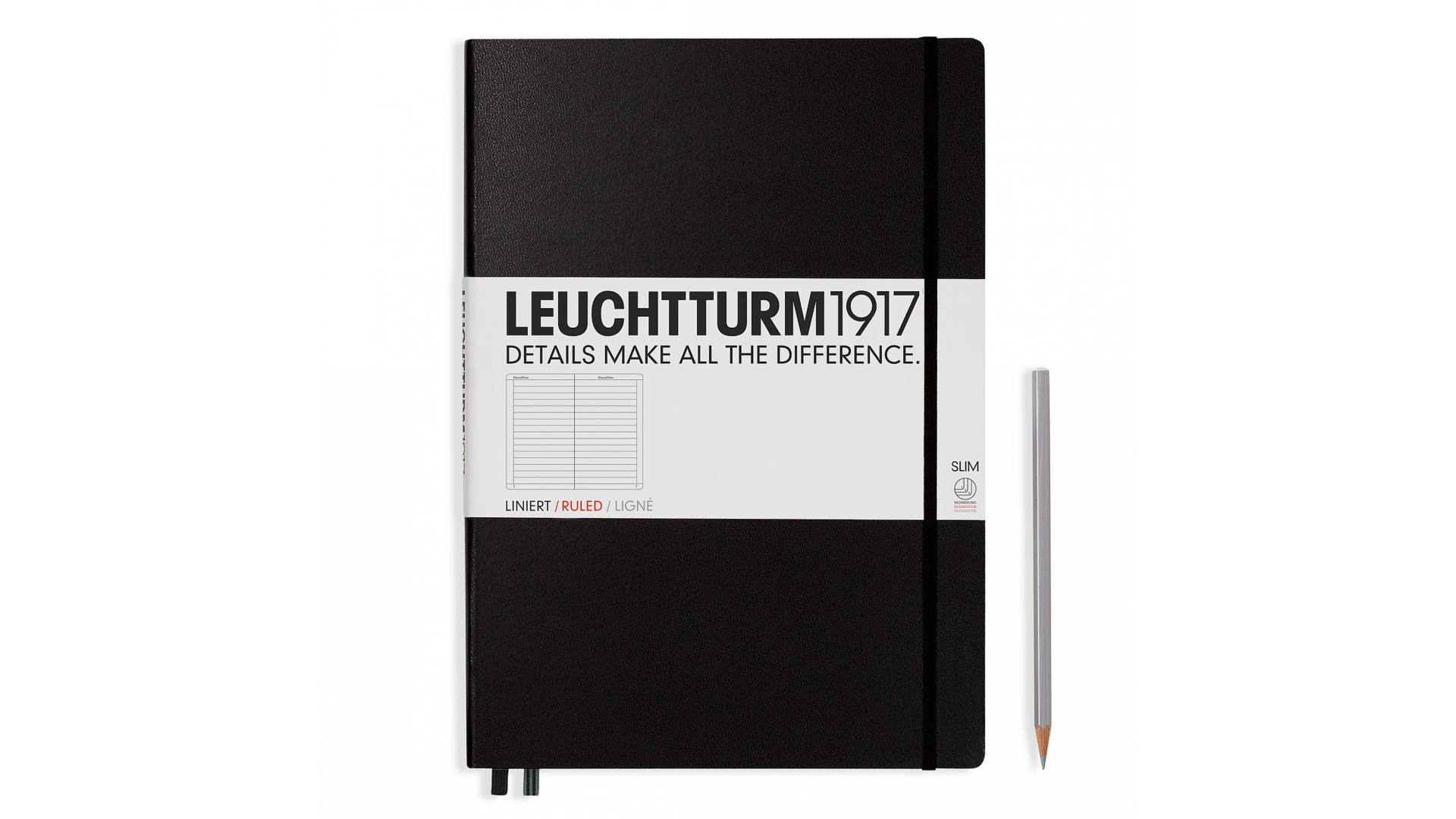 Leuchtturm1917 Notatnik Master Slim A4+ 100 g, Czarny, linia