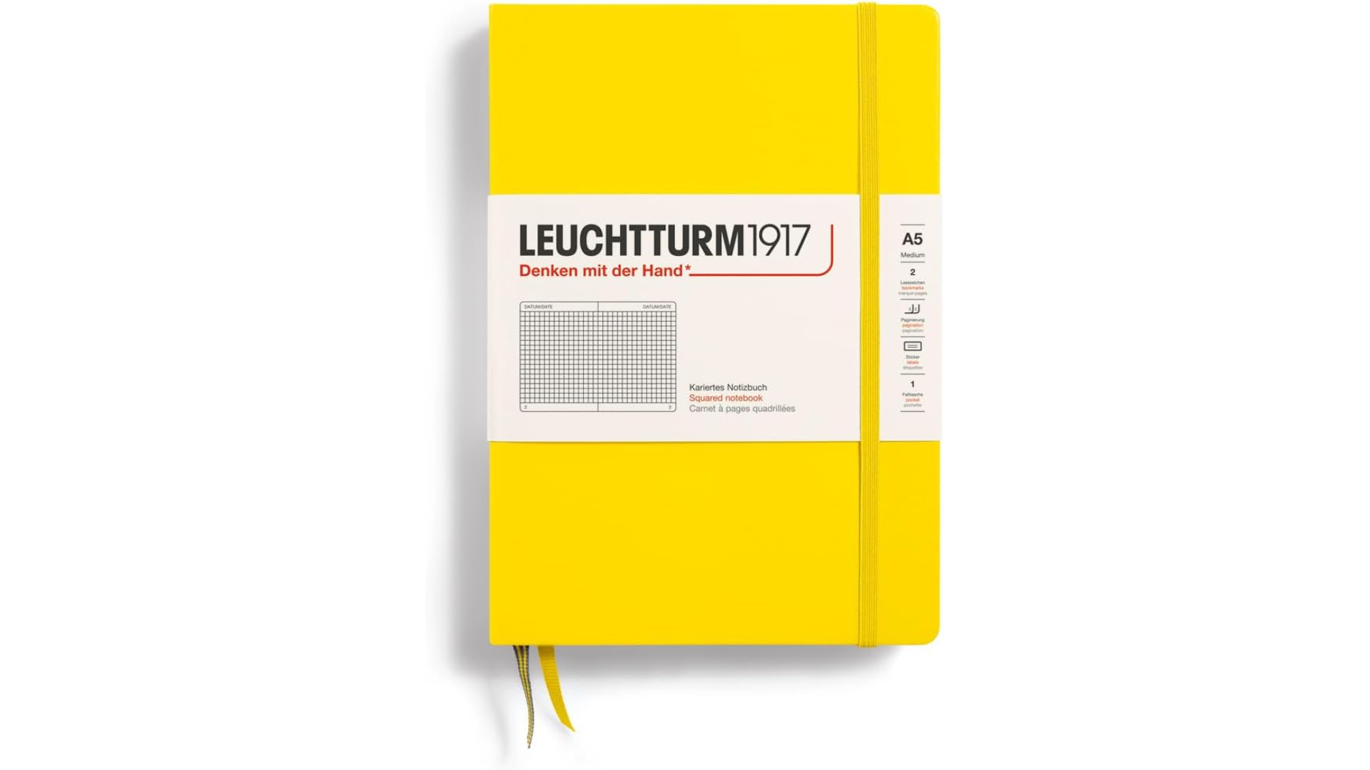 Leuchtturm1917 Notebook Medium A5 80 g, Lemon, squared