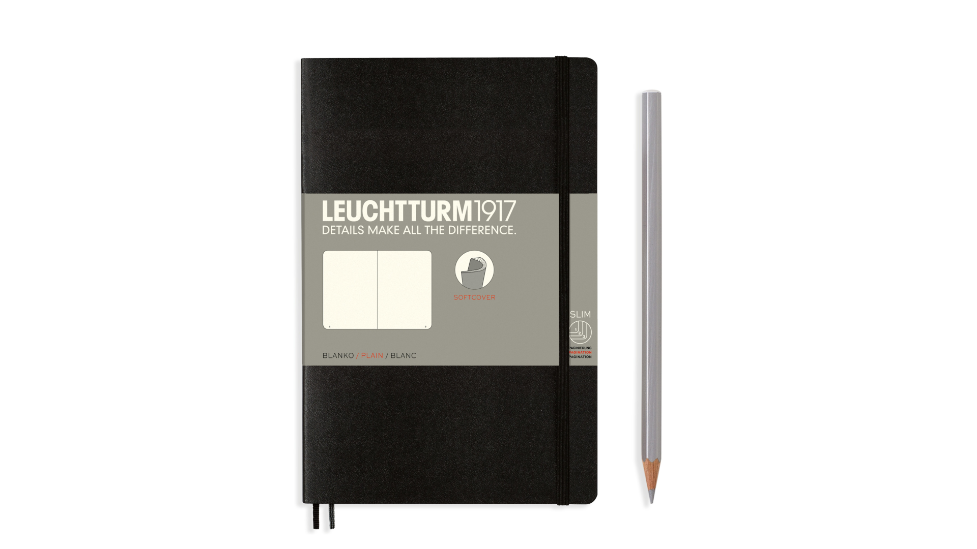 Leuchtturm1917 Notebook Paperback B6+ 80 g, Black, plain (soft cover)