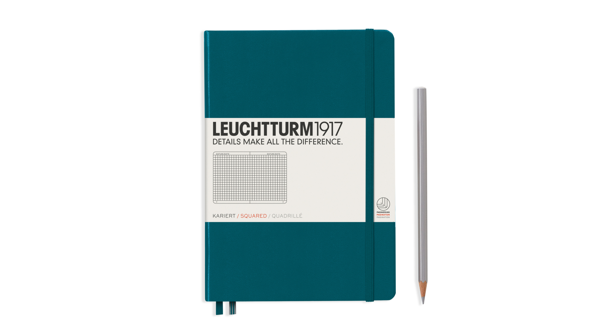 Leuchtturm1917 Notebook Medium A5 80 g, Pacific Green, squared