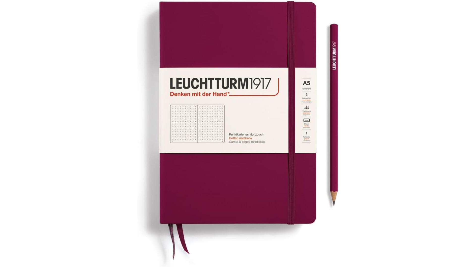 Leuchtturm1917 Notebook Medium A5 80 g, Port Red, dotted