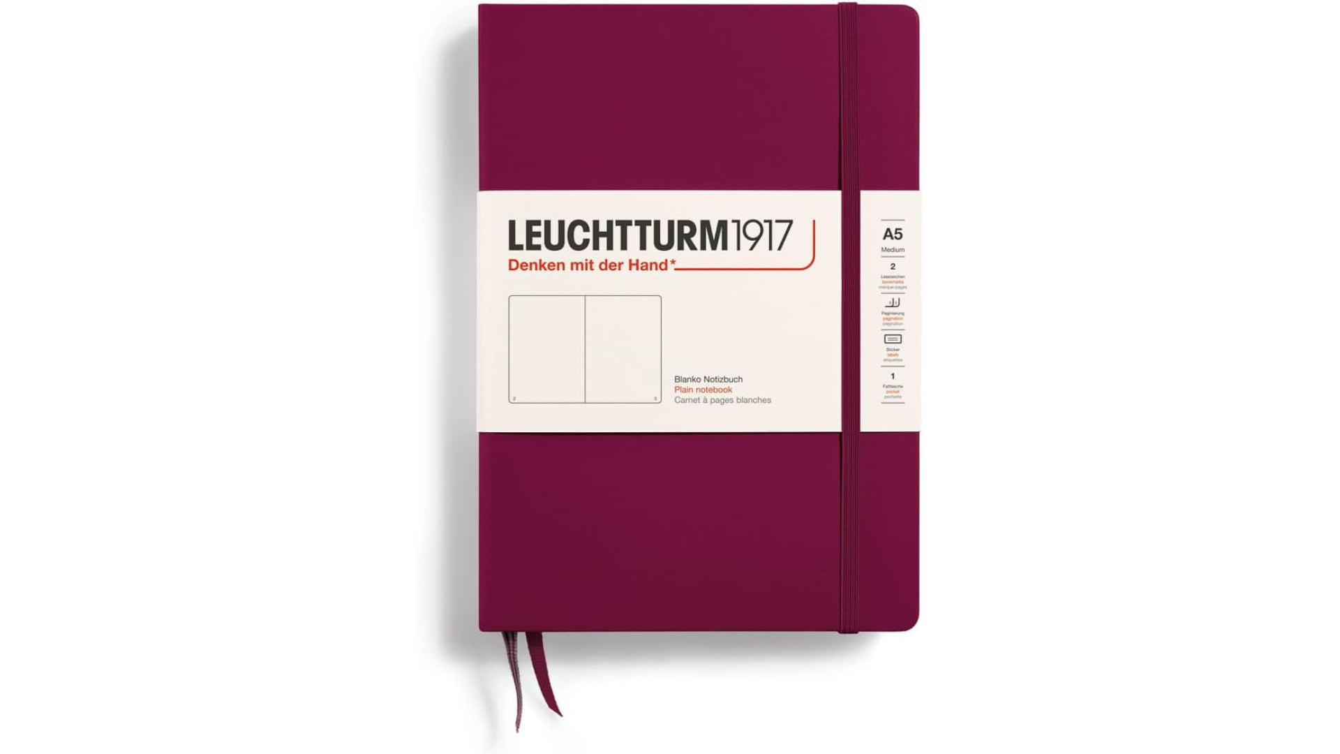 Leuchtturm1917 Notebook Medium A5 80 g, Port Red, plain