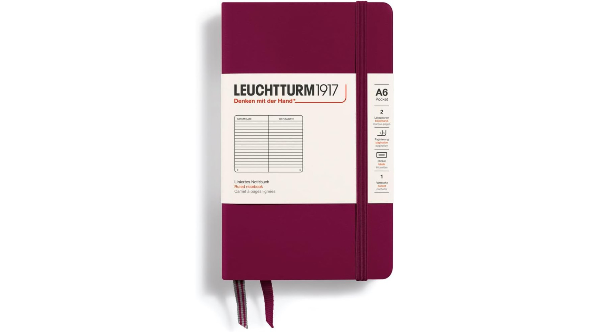 Leuchtturm1917 Notebook Pocket A6 80 g, Port Red, ruled