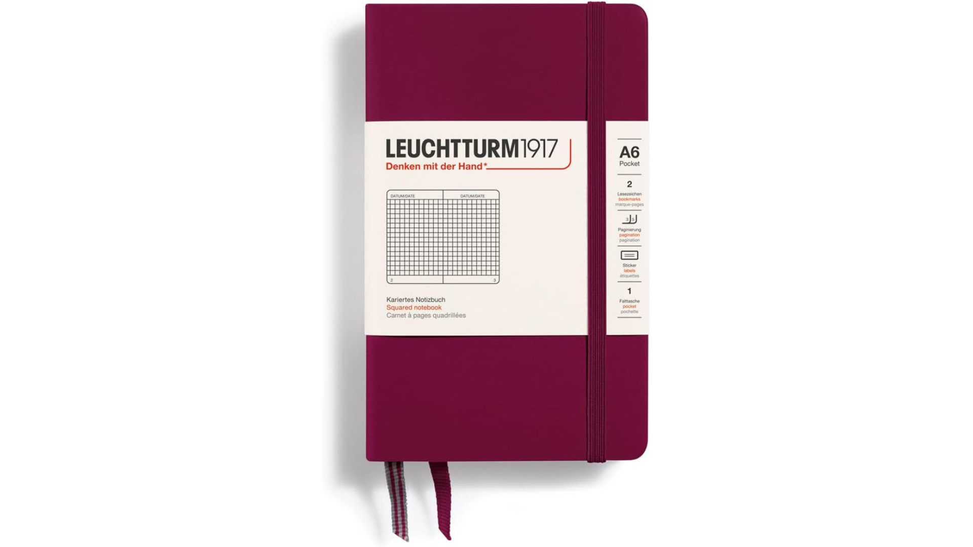 Leuchtturm1917 Notebook Pocket A6 80 g, Port Red, squared