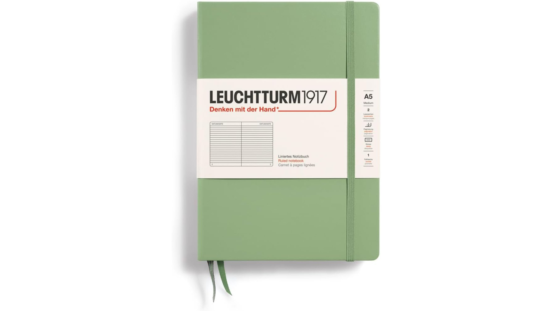 Leuchtturm1917 Notebook Medium A5 80 g, Sage, ruled