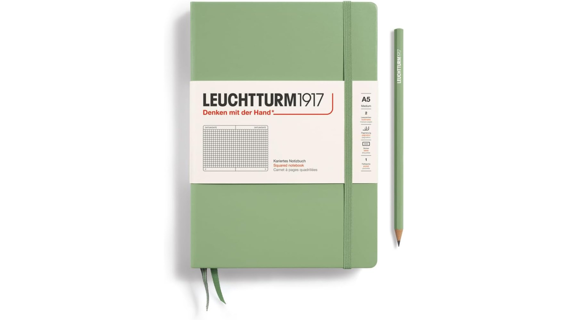 Leuchtturm1917 Notebook Medium A5 80 g, Sage, squared