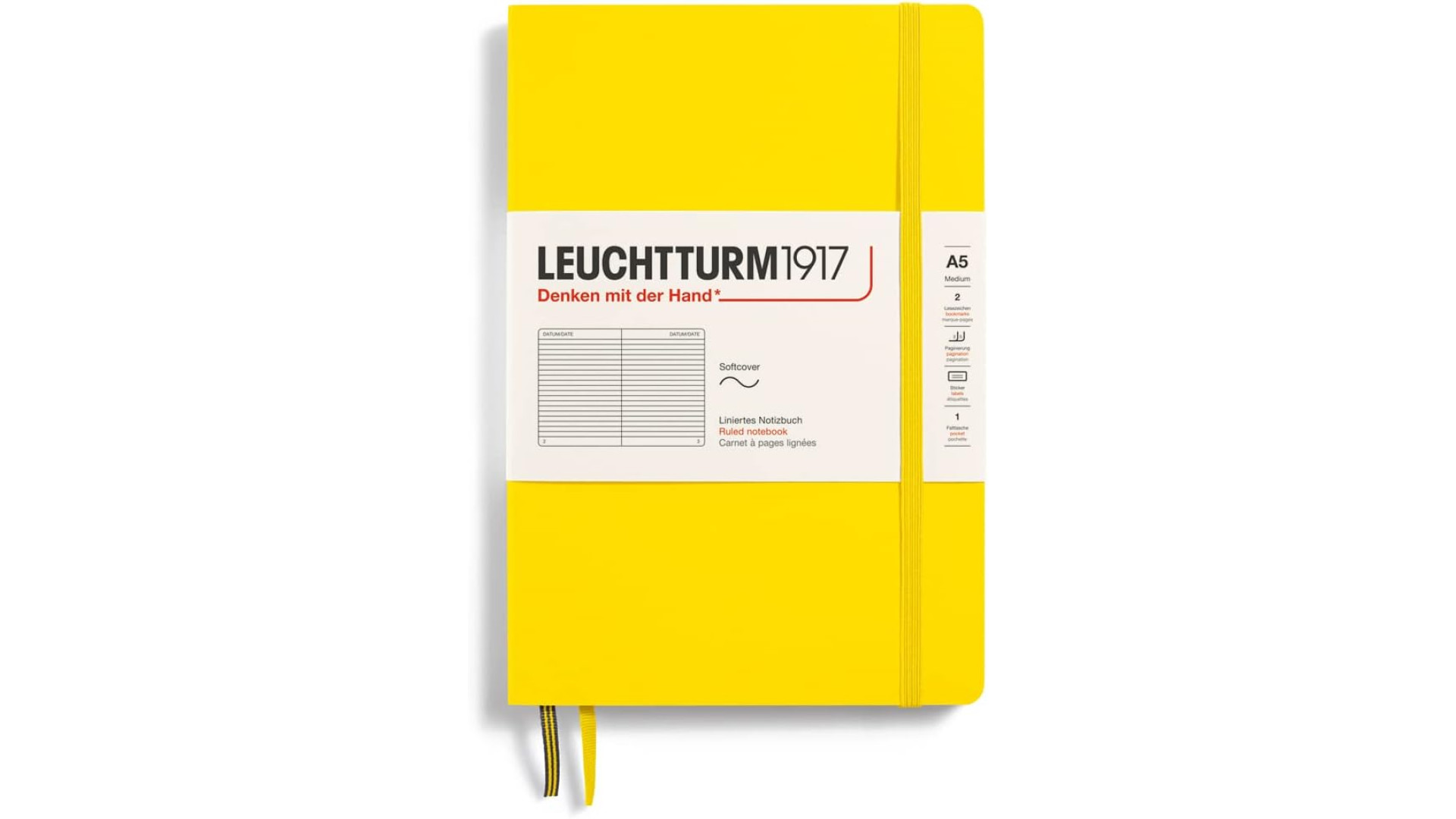 Leuchtturm1917 Notebook Medium A5 80 g, Lemon, ruled (soft cover)