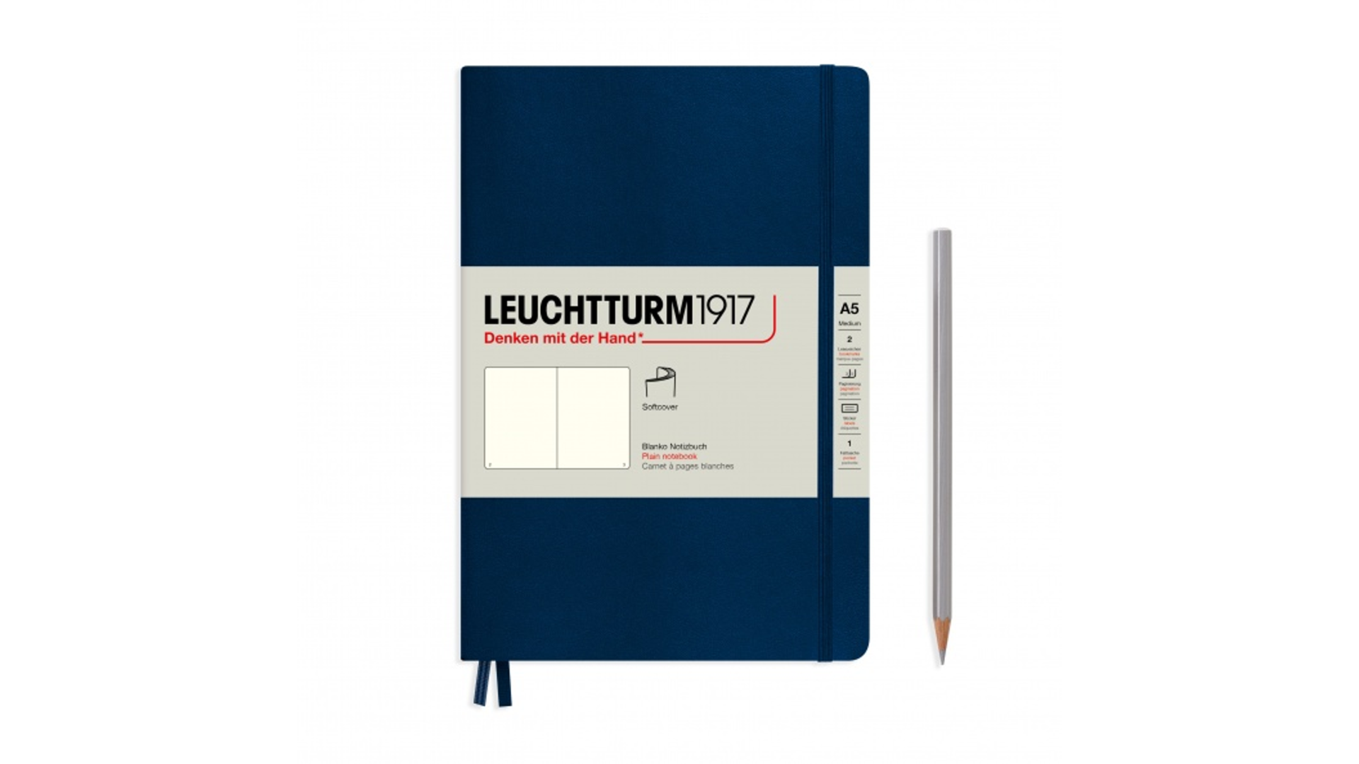 Leuchtturm1917 Notebook Medium A5 80 g, Navy Blue, plain (soft cover)