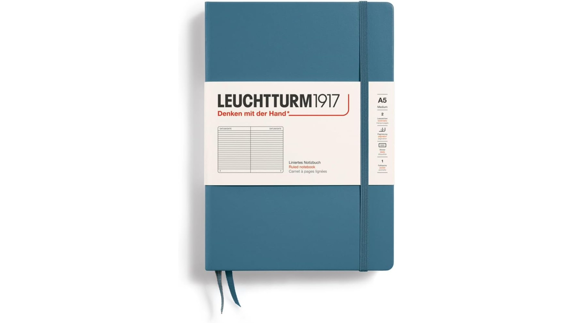 Leuchtturm1917 Notebook Medium A5 80 g, Stone Blue, ruled