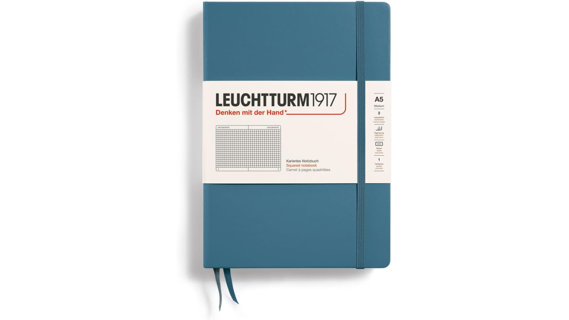 Leuchtturm1917 Notebook Medium A5 80 g, Stone Blue, squared