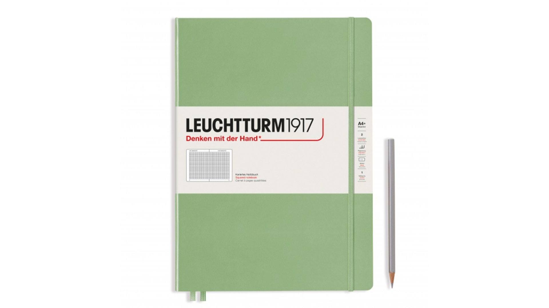 Leuchtturm1917 Notatnik Master Slim A4+ 100 g, Sage, kratka