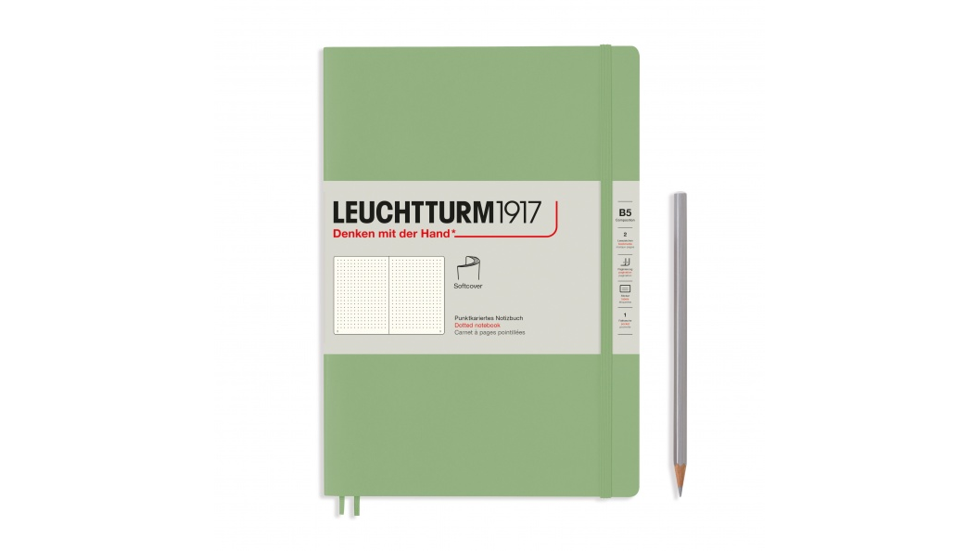 Leuchtturm1917 Notatnik Composition B5 80 g, Sage, kropka (miękka okładka)