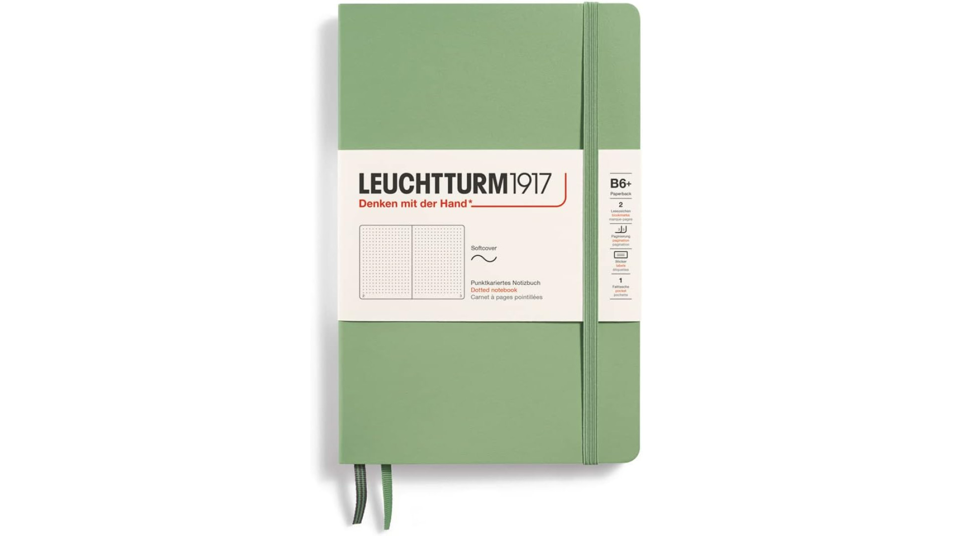 Leuchtturm1917 Notebook Paperback B6+ 80 g, Sage, dotted (soft cover)