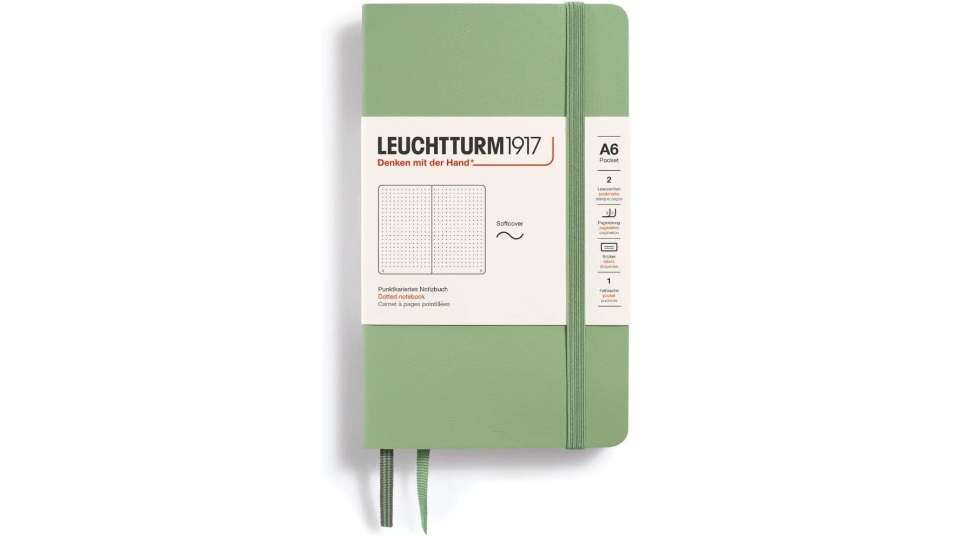 Leuchtturm1917 Notebook Pocket A6 80 g, Sage, dotted (soft cover)