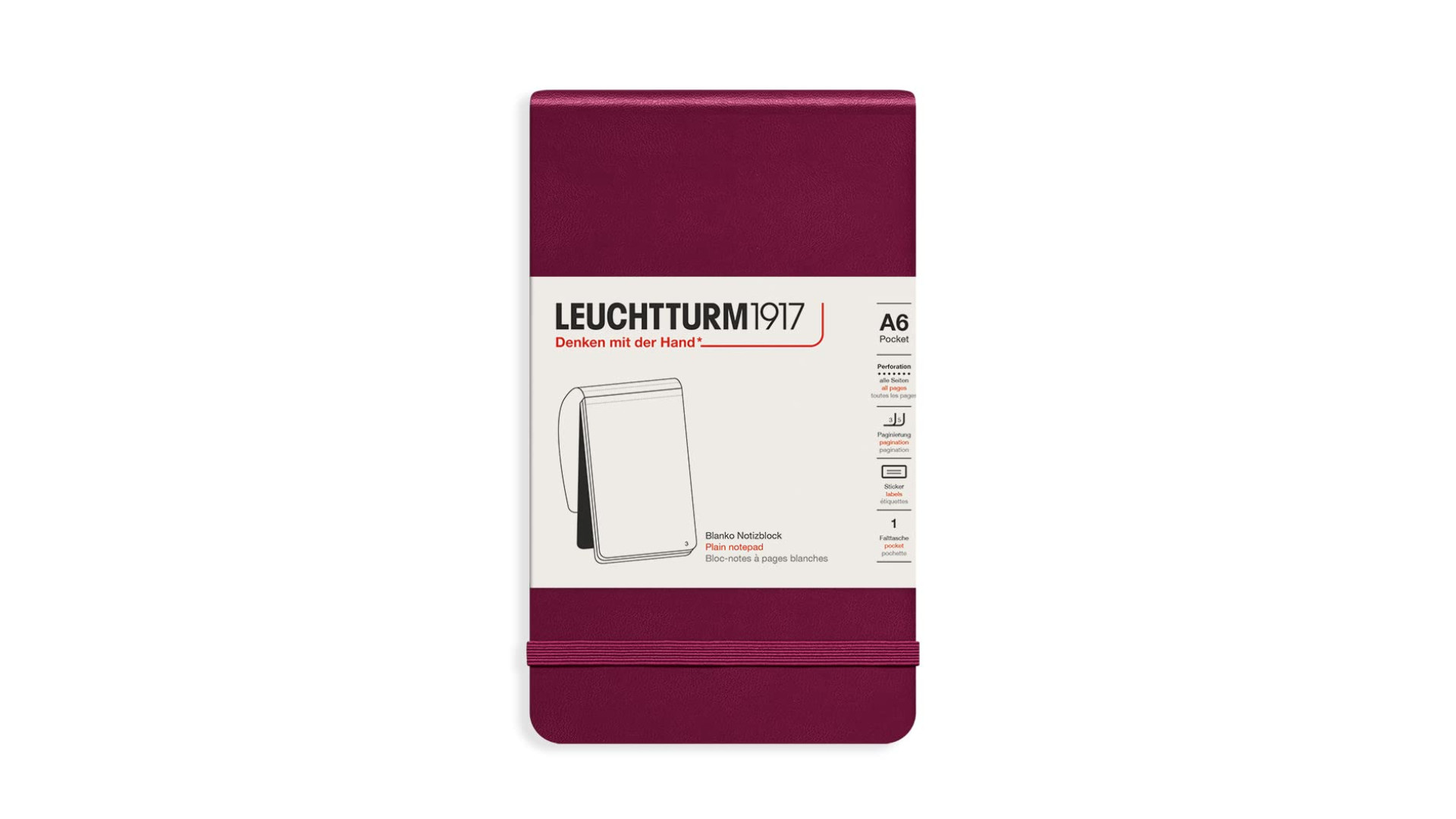Leuchtturm1917 Reporter's Notepad A6 80 g, Port Red, plain