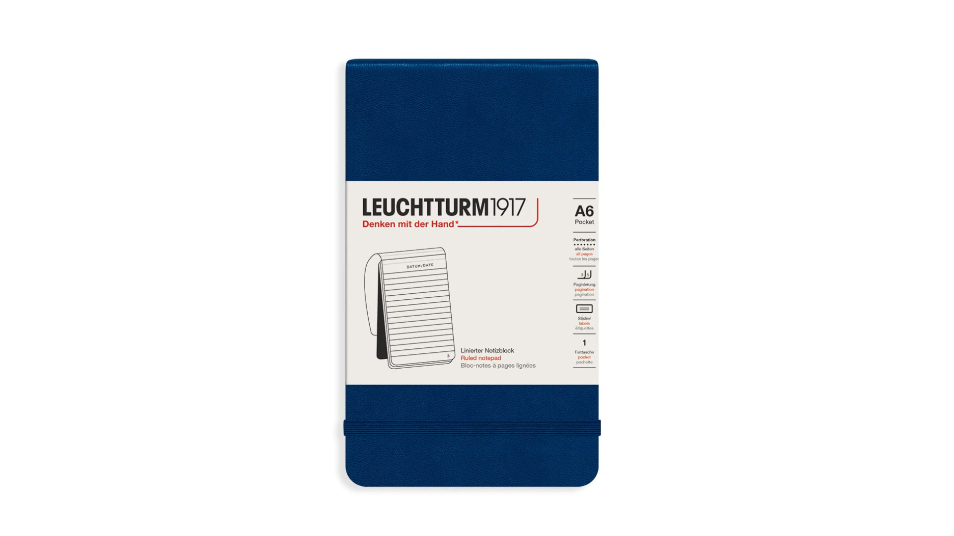 Leuchtturm1917 Notatnik Reporterski A6 80 g, Granatowy, linia