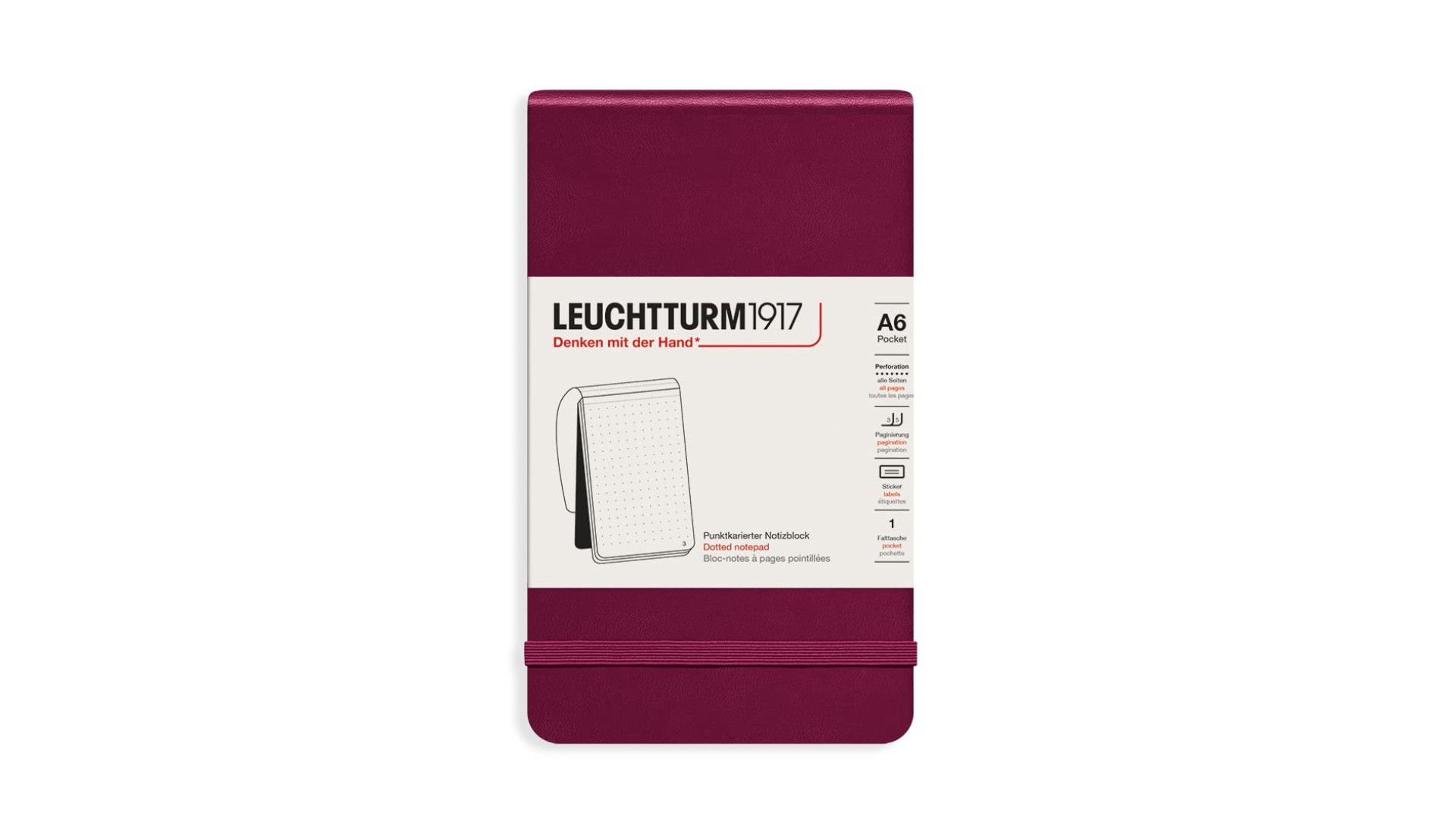 Leuchtturm1917 Notatnik Reporterski A6 80 g, Bordowy, kropka