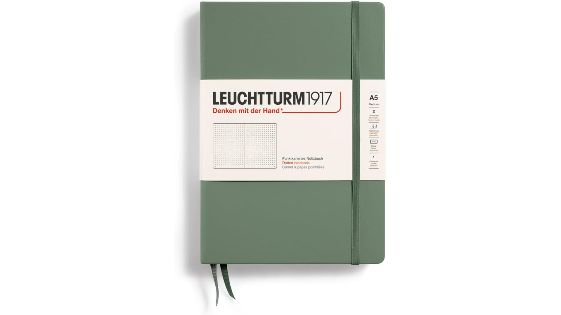 Leuchtturm1917 Notebook Medium A5 80 g, Olive, dotted