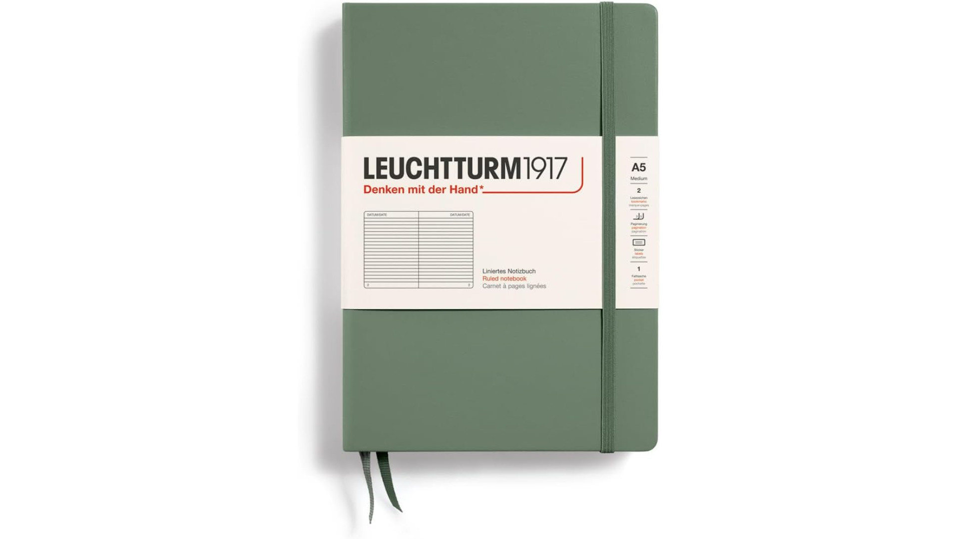 Leuchtturm1917 Notebook Medium A5 80 g, Olive, ruled