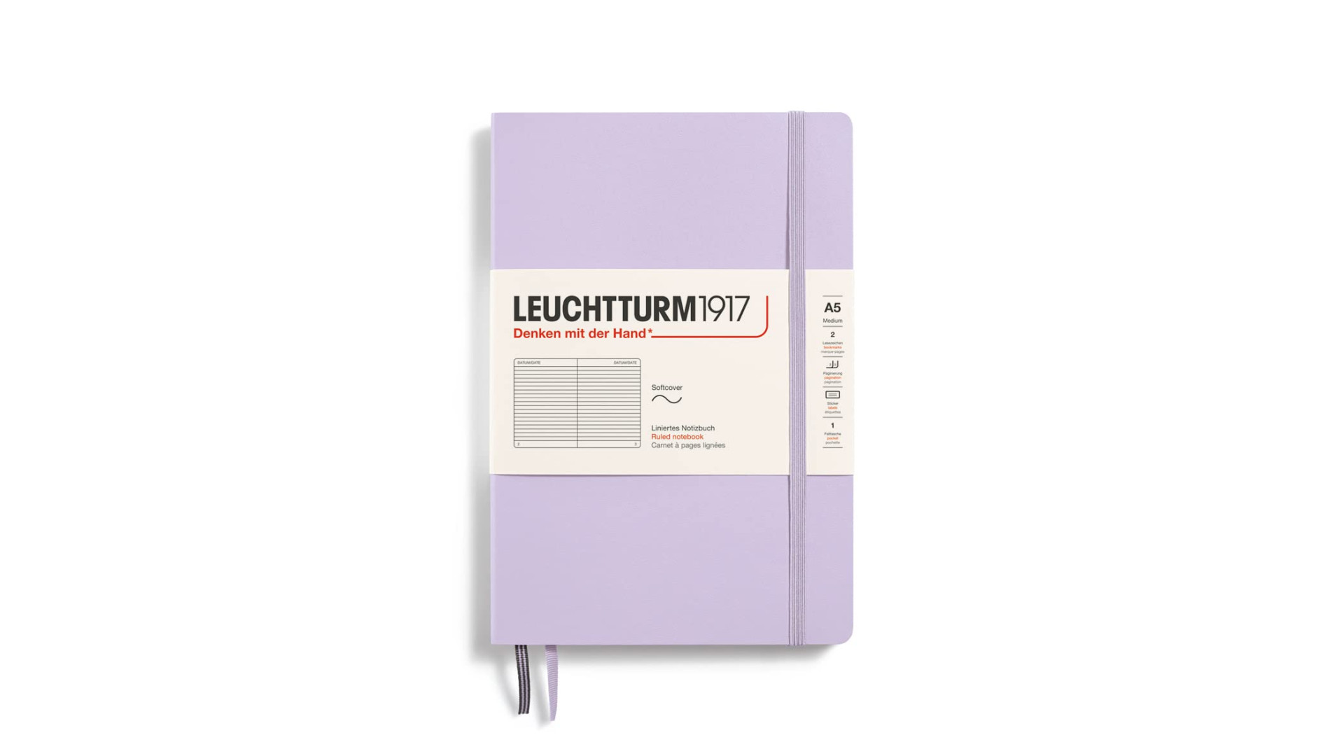 Leuchtturm1917 Notebook Medium A5 80 g, Lilac, ruled (soft cover)