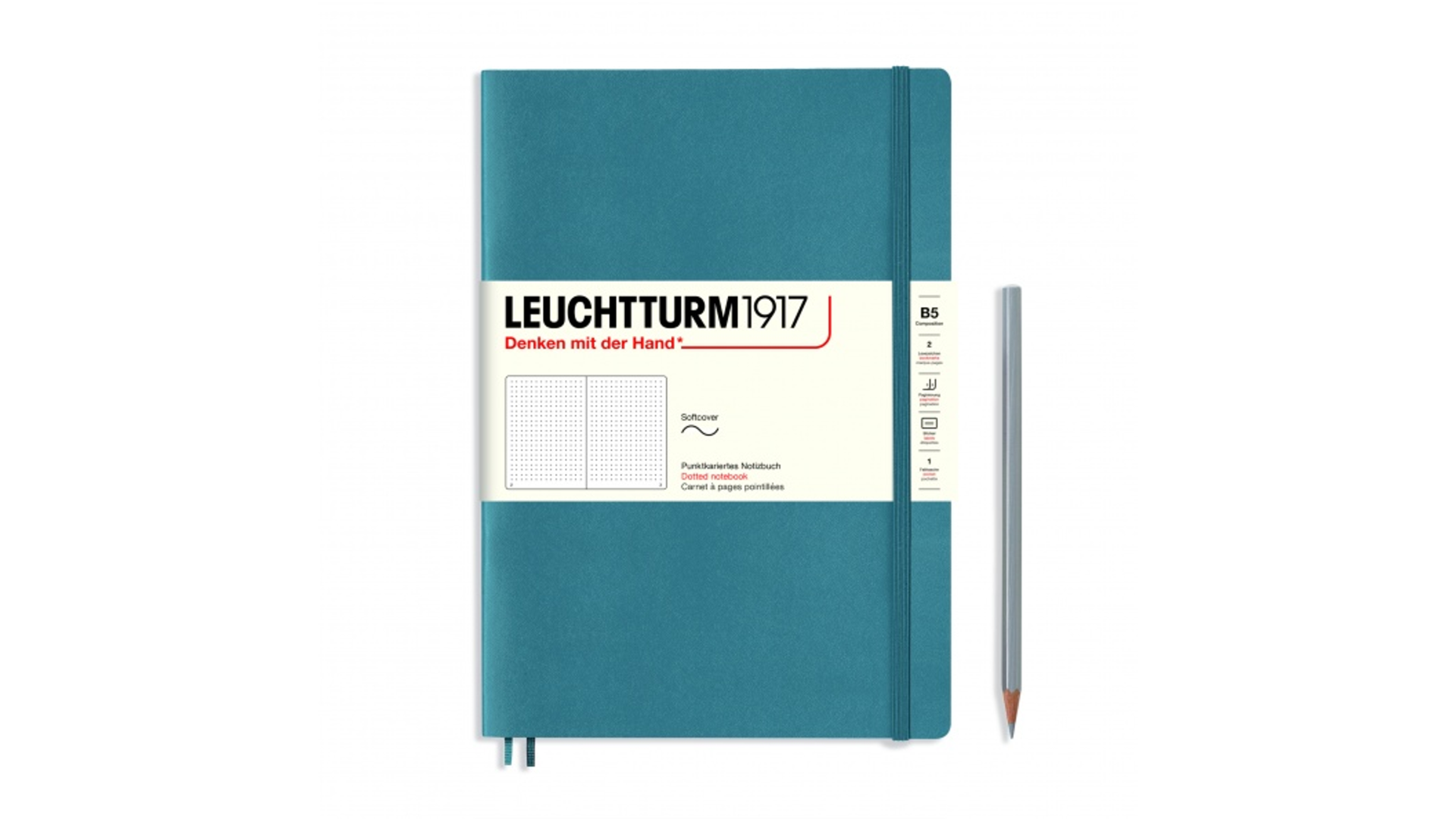 Leuchtturm1917 Notatnik Composition B5 80 g, Stone Blue, kropka (miękka okładka)