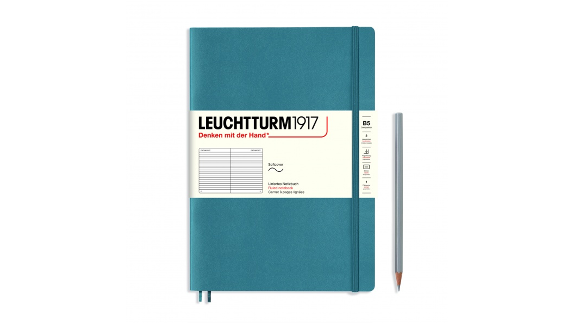 Leuchtturm1917 Notatnik Composition B5 80 g, Stone Blue, linia (miękka okładka)