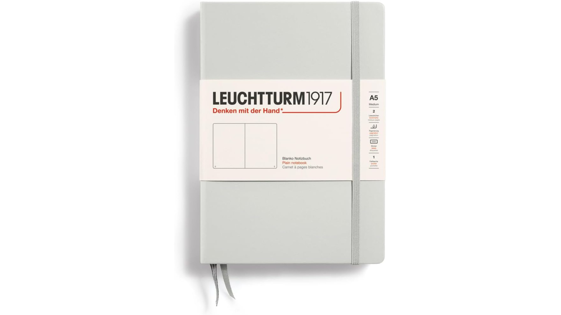 Leuchtturm1917 Notebook Medium A5 80 g, Light Grey, plain