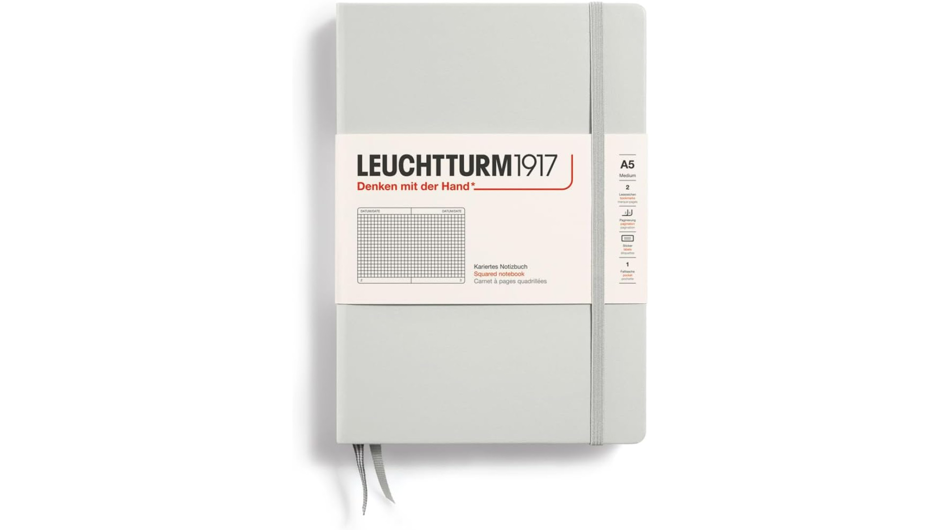 Leuchtturm1917 Notebook Medium A5 80 g, Light Grey, squared