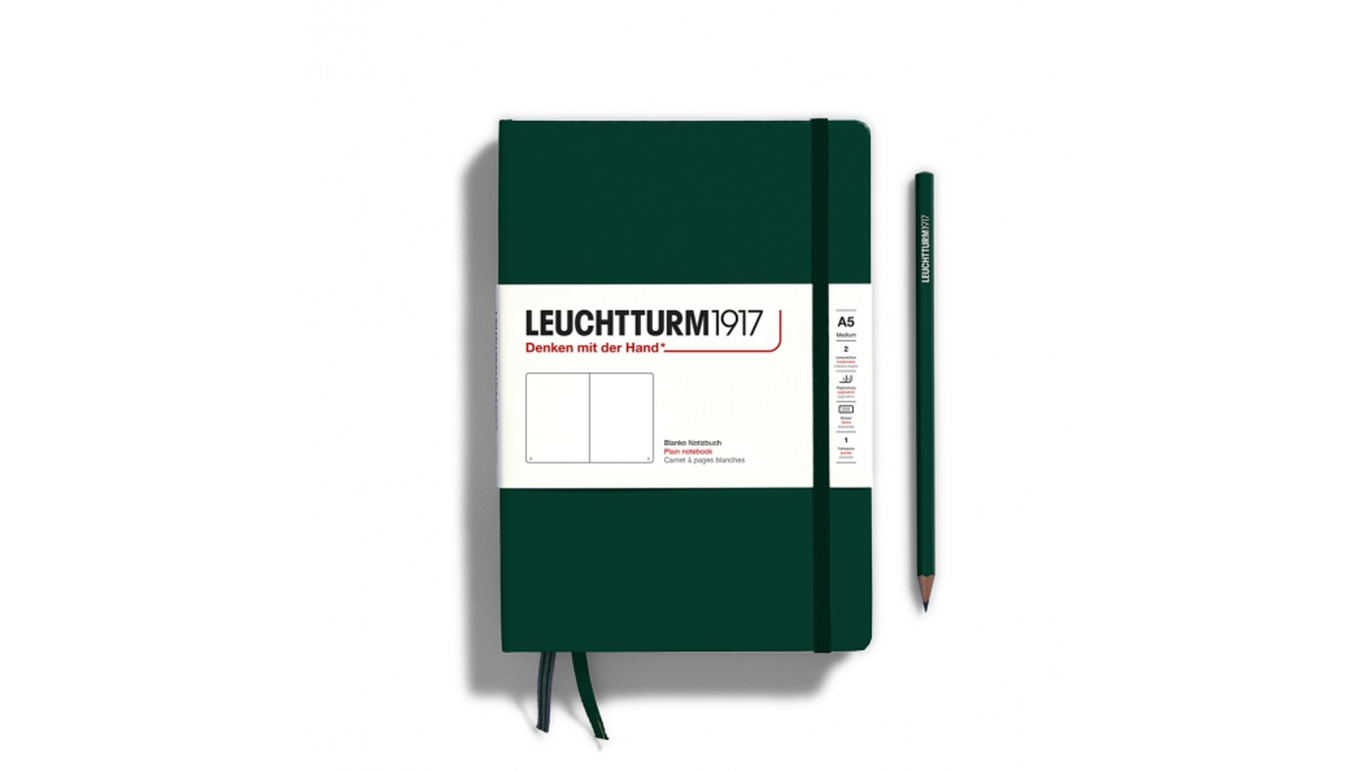 Leuchtturm1917 Notebook Medium A5 80 g, Forest Green, plain