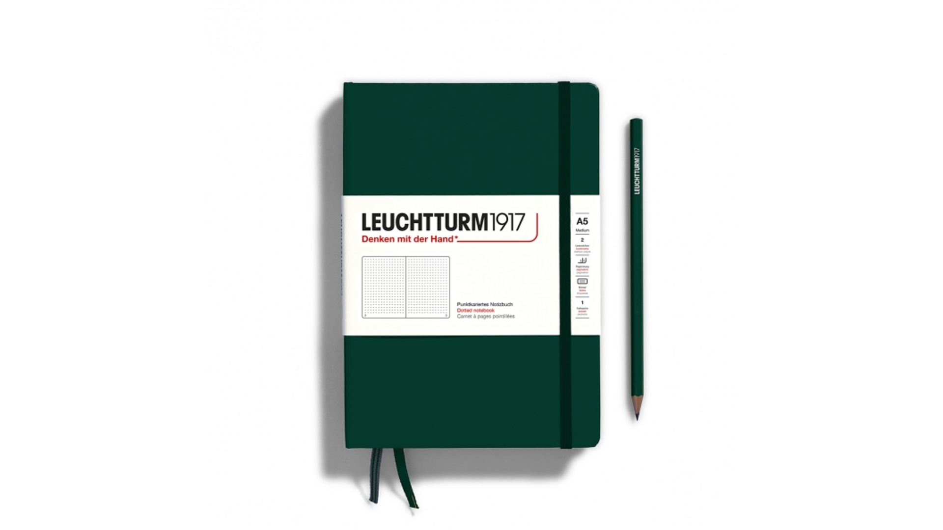 Leuchtturm1917 Notebook Medium A5 80 g, Forest Green, dotted