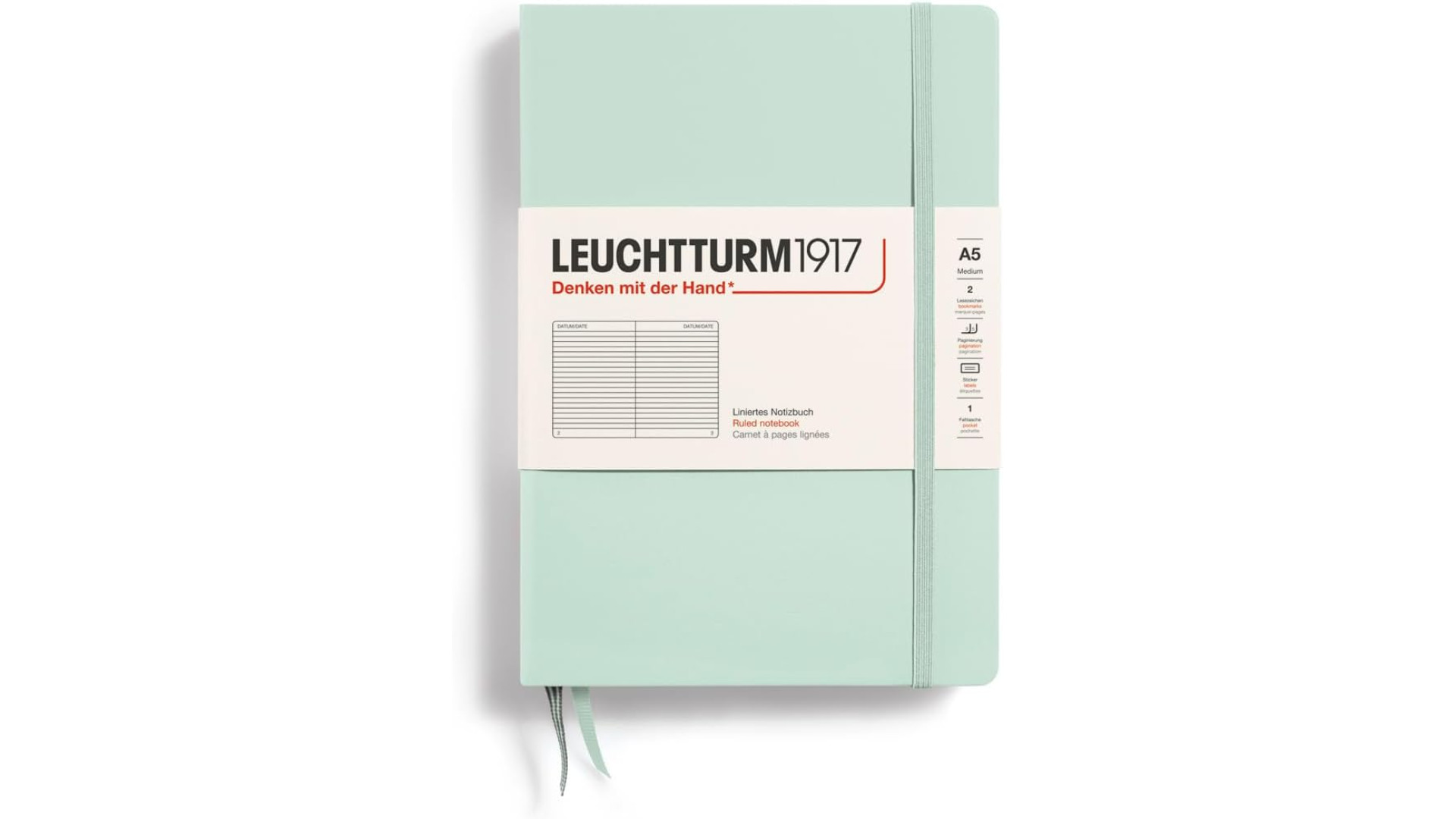 Leuchtturm1917 Notebook Medium A5 80 g, Mint Green, ruled