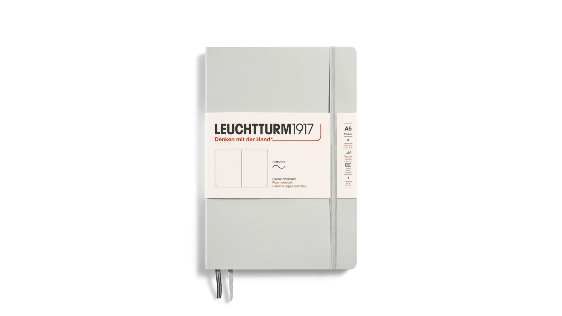 Leuchtturm1917 Notebook Medium A5 80 g, Light Grey, plain (soft cover)