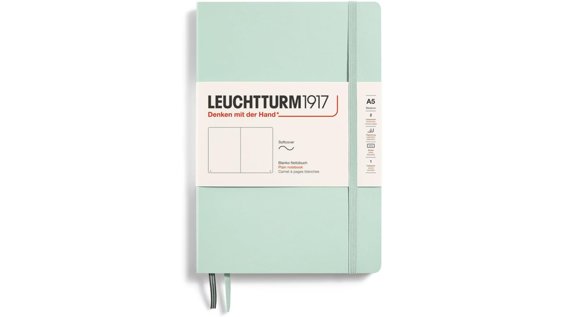 Leuchtturm1917 Notebook Medium A5 80 g, Mint Green, plain (soft cover)