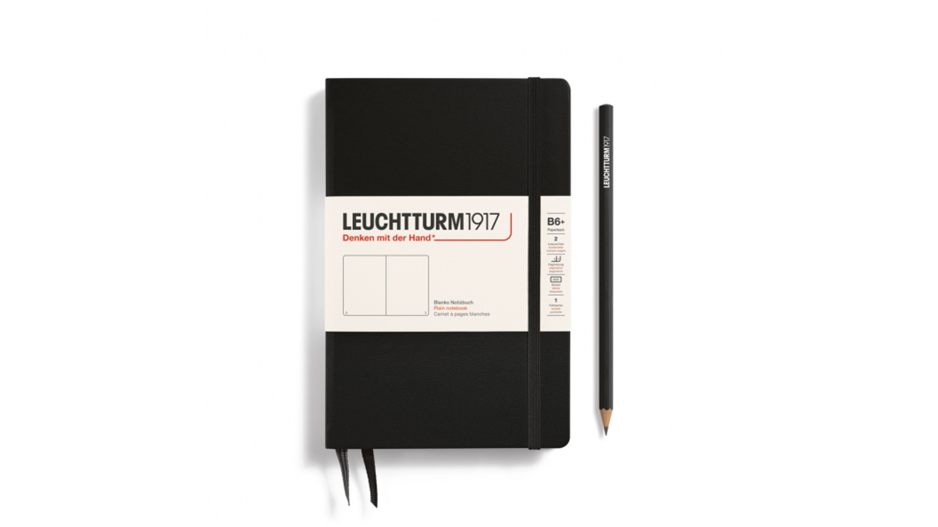 Leuchtturm1917 Notebook Paperback B6+ 80 g, Black, plain