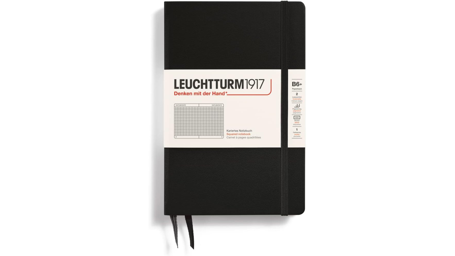 Leuchtturm1917 Notebook Paperback B6+ 80 g, Black, squared