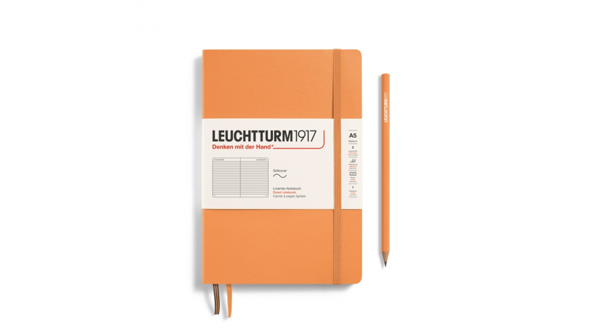 Leuchtturm1917 Notatnik Medium A5 80 g, Apricot, linia (miękka okładka)