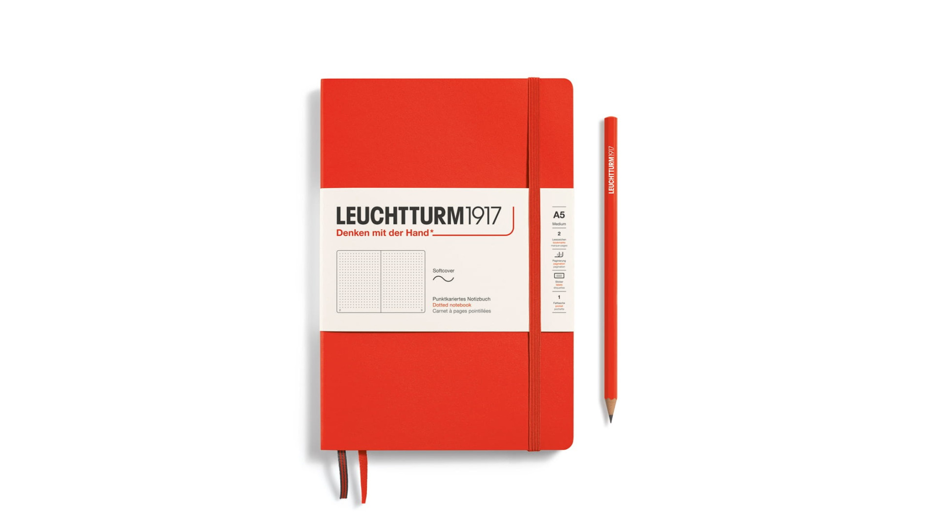 Leuchtturm1917 Notebook Medium A5 80 g, Lobster, dotted (soft cover)