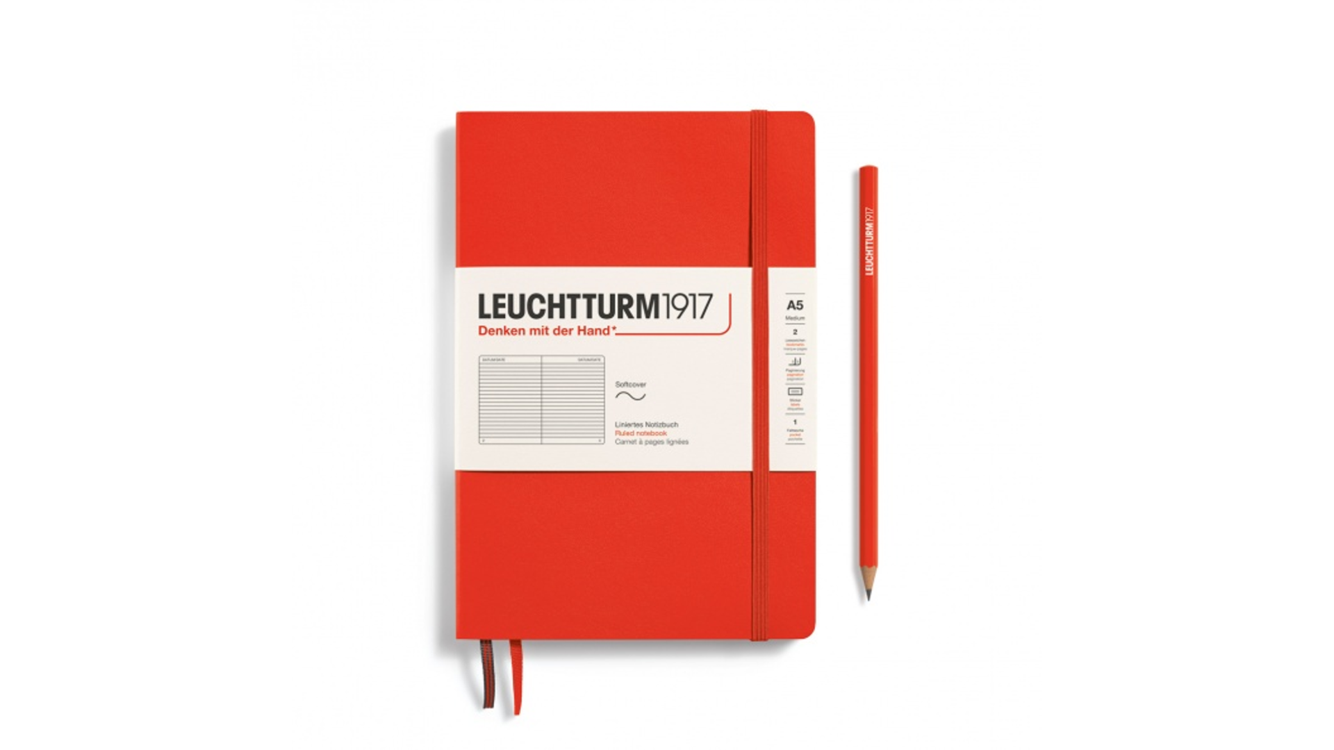 Leuchtturm1917 Notebook Medium A5 80 g, Lobster, ruled (soft cover)