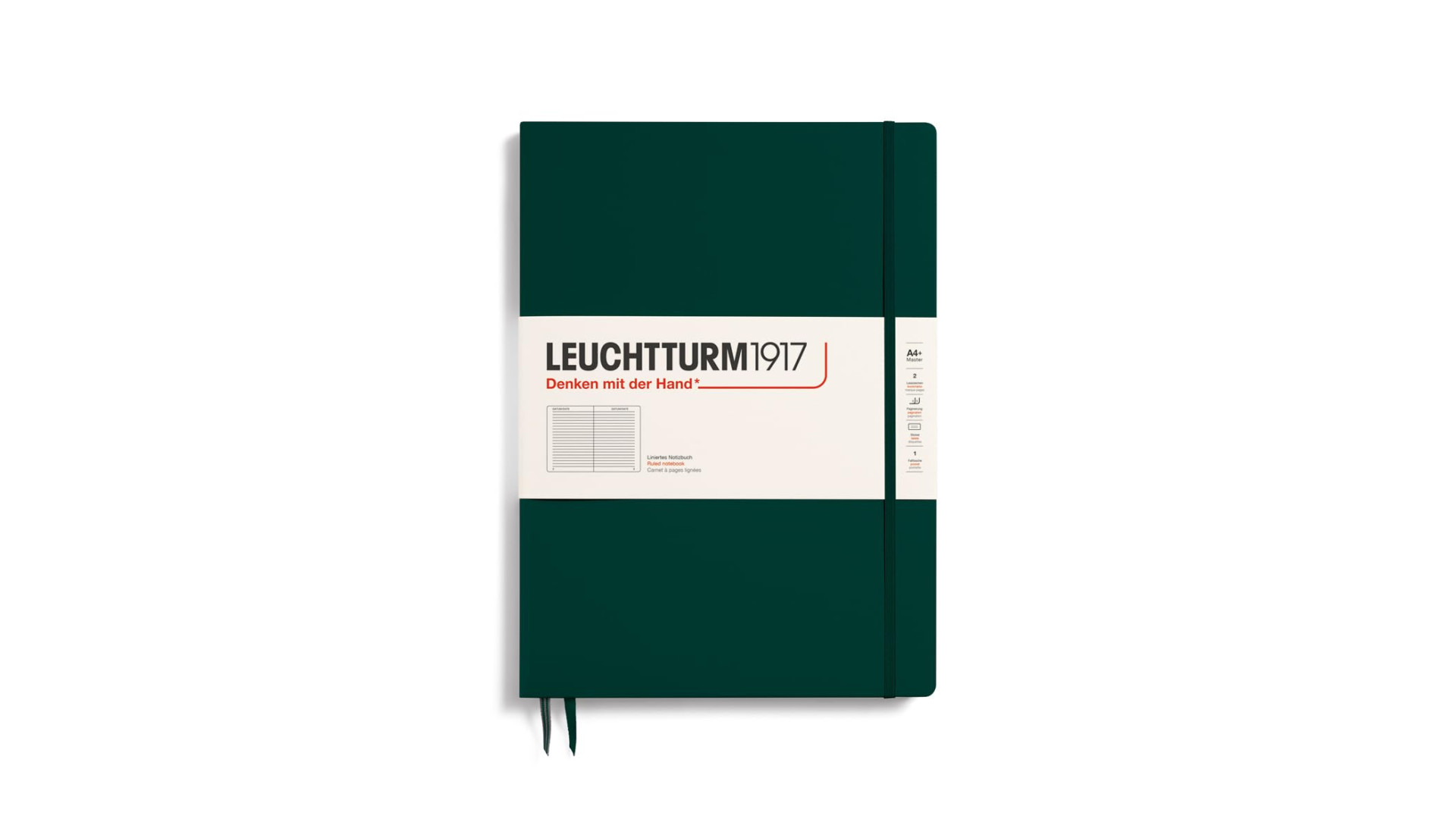 Leuchtturm1917 Notatnik Master Slim A4+ 100 g, Forest Green, linia