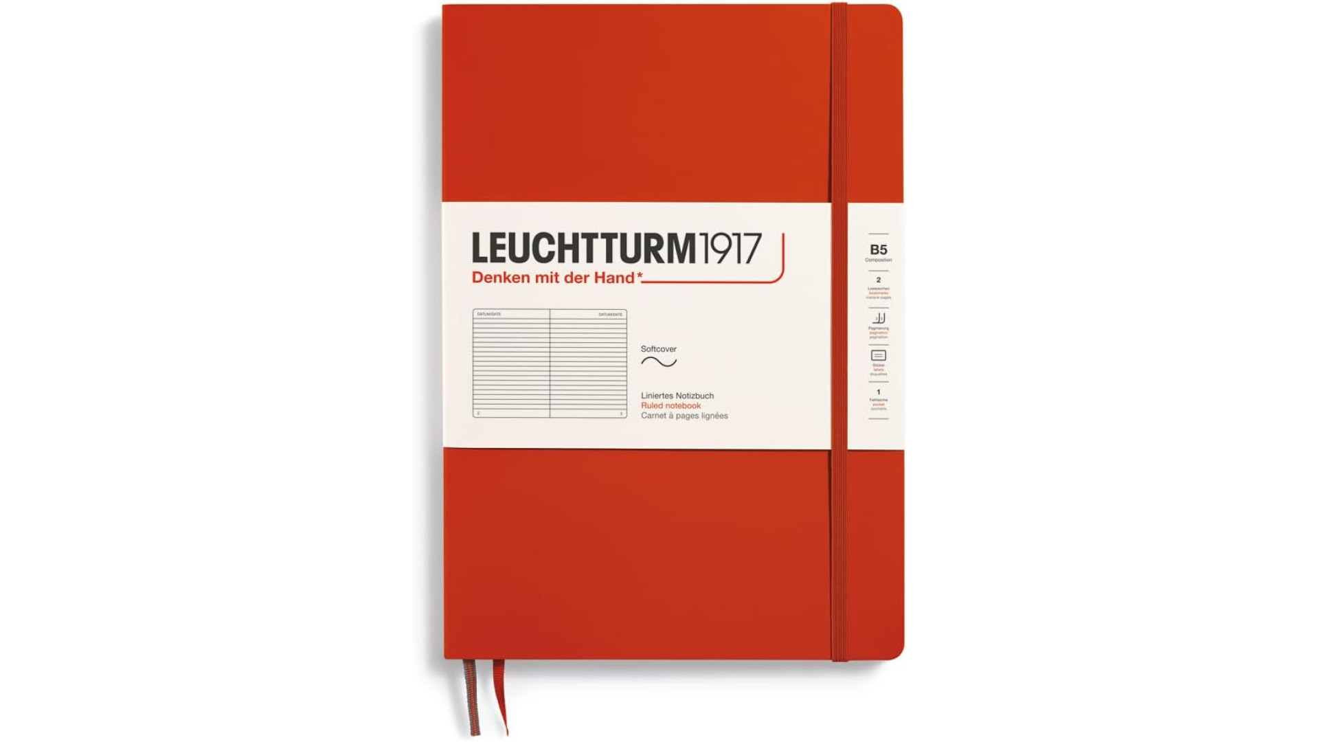 Leuchtturm1917 Notebook Composition B5 80 g, Fox Red, ruled (soft cover)