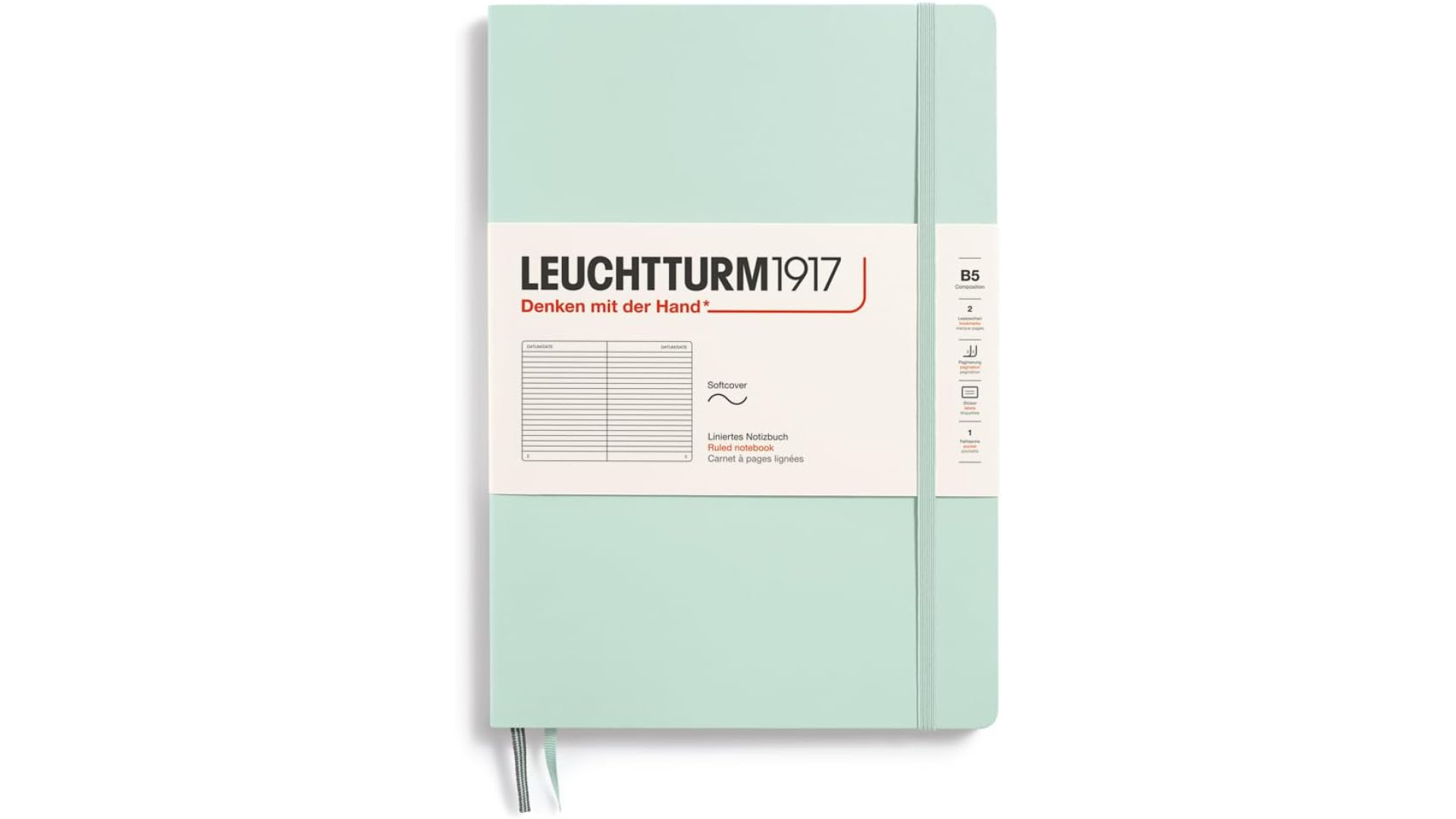 Leuchtturm1917 Notatnik Composition B5 80 g, Mint Green, linia (miękka okładka)