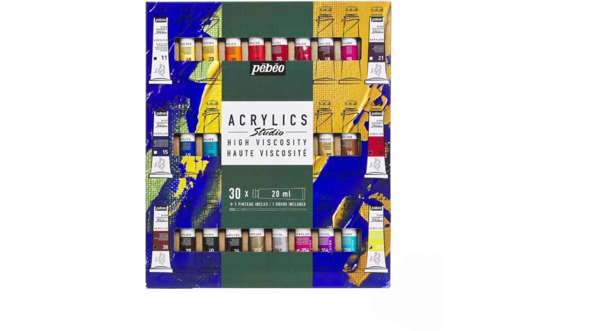 PEBEO Zestaw farb akrylowych Studio Acrylics 30×20 ml + pędzel