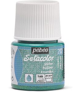 PEBEO SETACOLOR LIGHT Fabric Paint 45ml GLITTER EMERALD