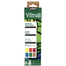 PEBEO VITRAIL Glass Paint Set, 6 x 20ml